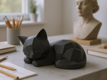 Niedliche schlafende Low-Poly-Katze 28 Farben PLA