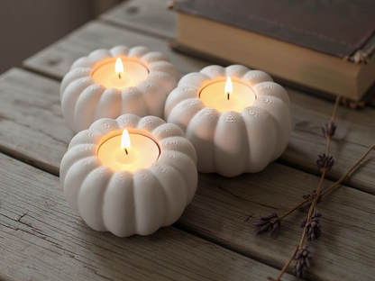 Drei Kürbis-LED-Teelichthalter 28 Farben PLA