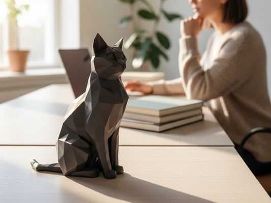 Low-Poly Katze sitzend 28 Farben PLA 3D Druck