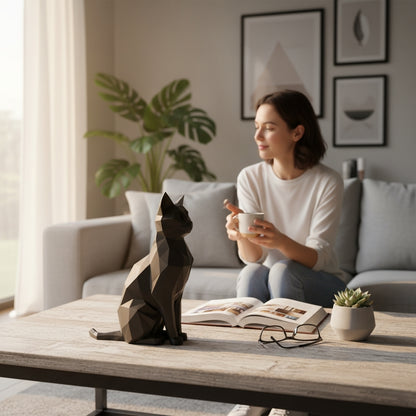 Low-Poly Katze sitzend 28 Farben PLA 3D Druck