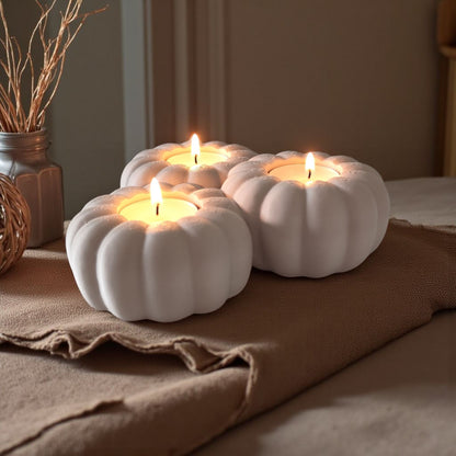 Drei Kürbis-LED-Teelichthalter 28 Farben PLA