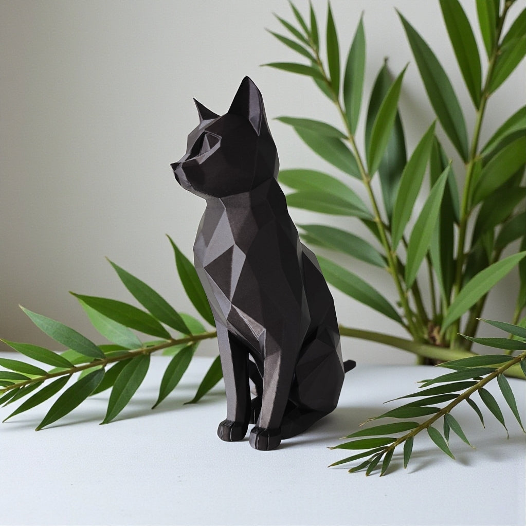 Low-Poly Katze sitzend 28 Farben PLA 3D Druck