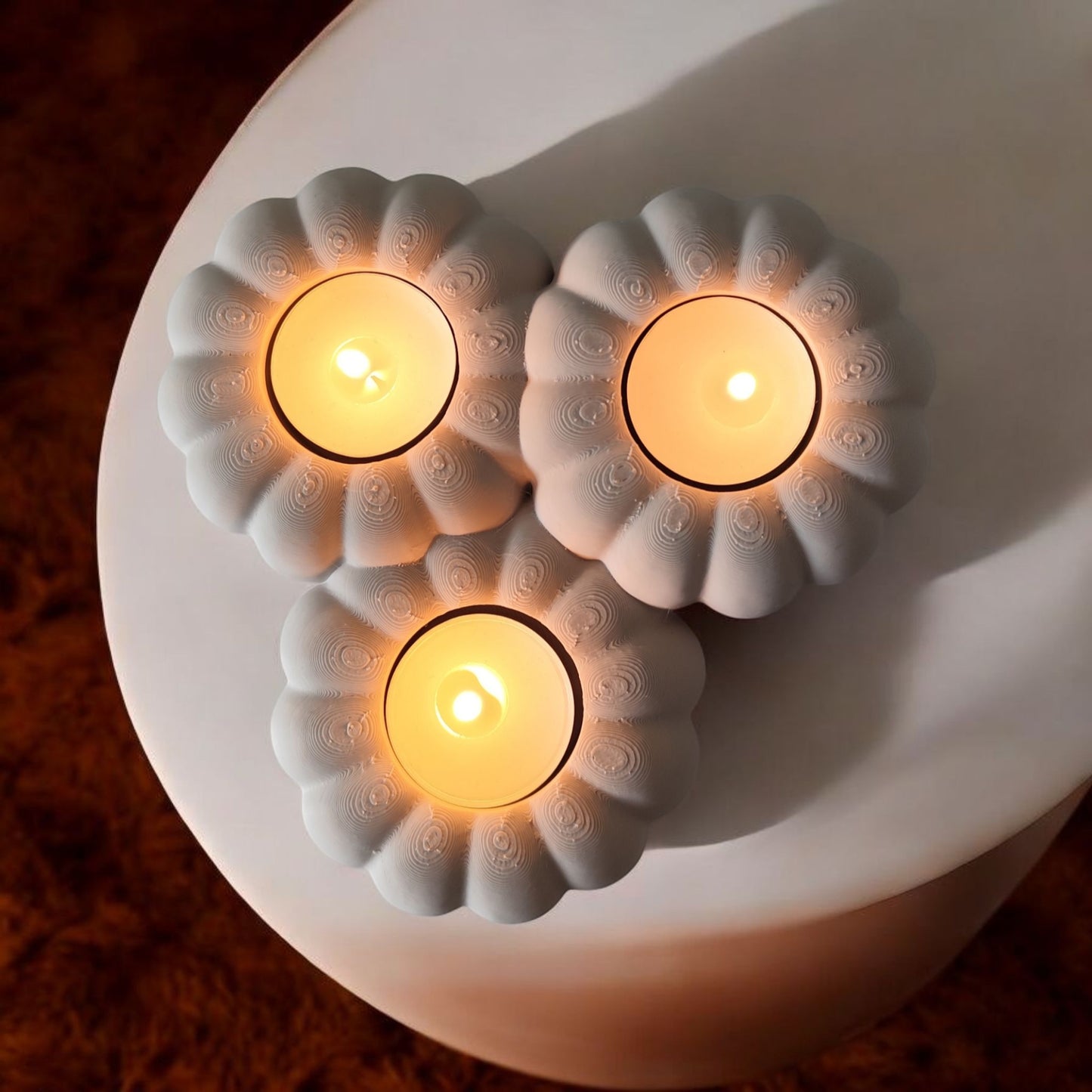 Drei Kürbis-LED-Teelichthalter 28 Farben PLA