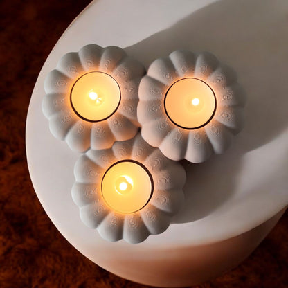 Drei Kürbis-LED-Teelichthalter 28 Farben PLA