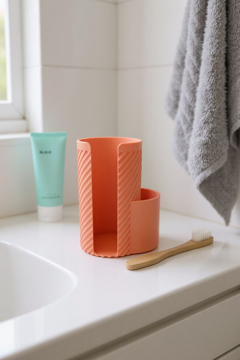 Moderner gerippter Q-Tip & Wattepad-Organizer 28 Farben PLA