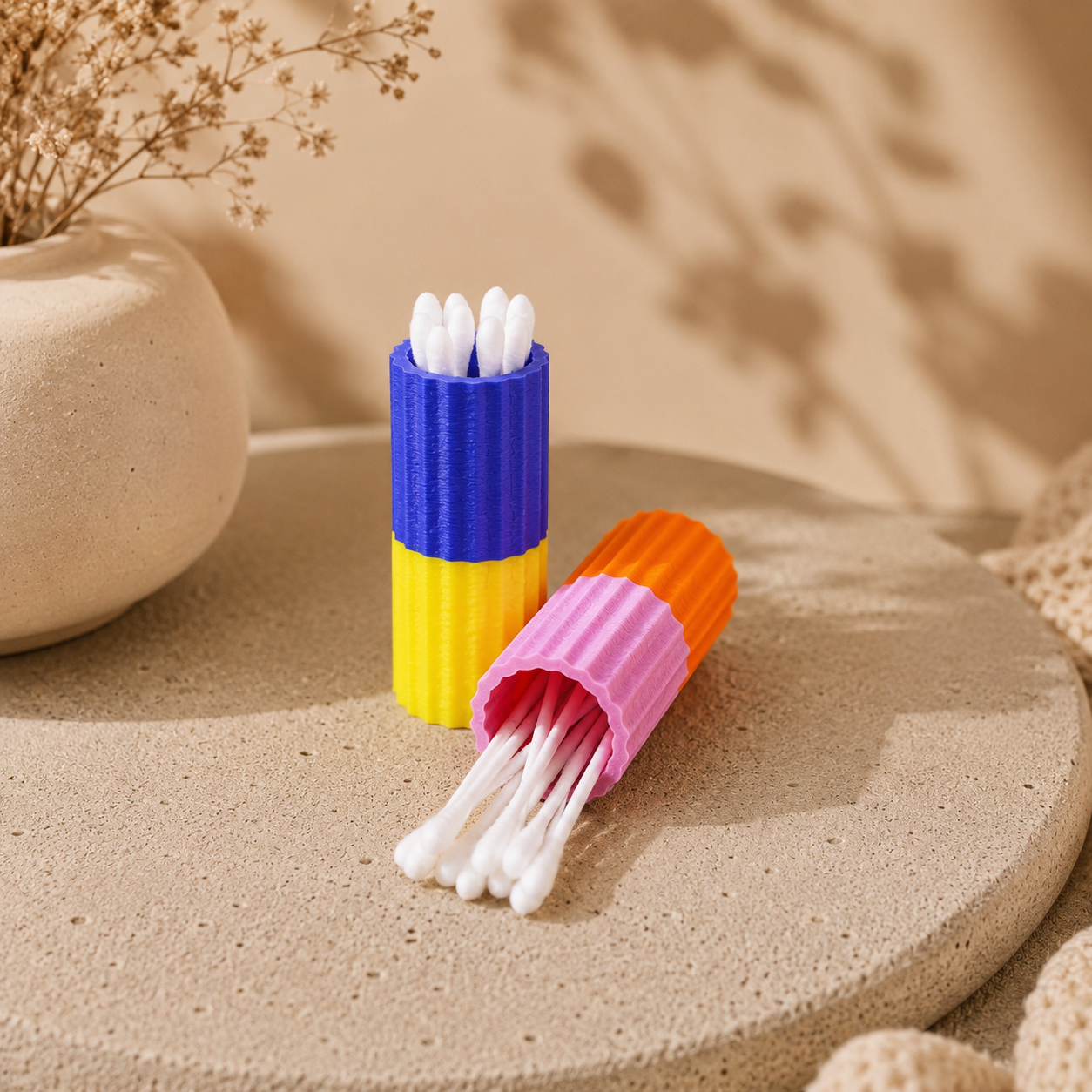 Wattestäbchenbecher 28 Farben 3D gedruckt PLA