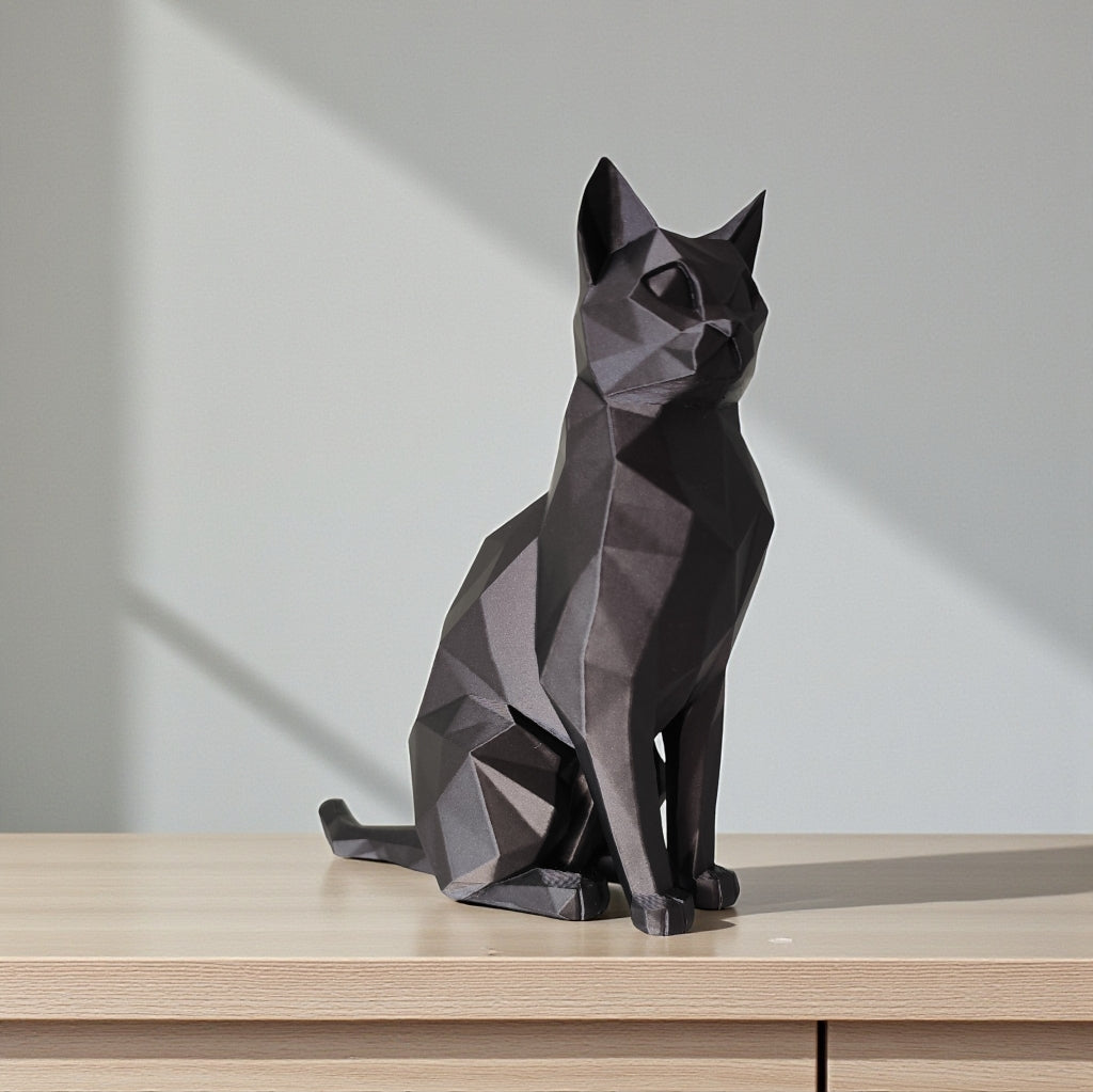 Low-Poly Katze sitzend 28 Farben PLA 3D Druck