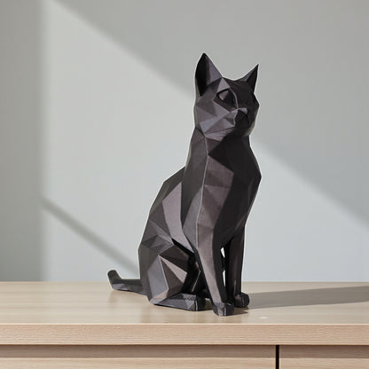 Low-Poly Katze sitzend 28 Farben PLA 3D Druck