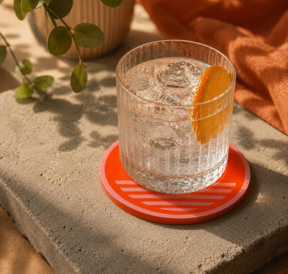 Retro Sunset Untersetzer Personalisierbar | Moderner Glasuntersetzer