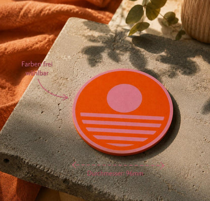 Retro Sunset Untersetzer Personalisierbar | Moderner Glasuntersetzer