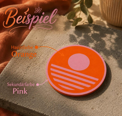 Retro Sunset Untersetzer Personalisierbar | Moderner Glasuntersetzer