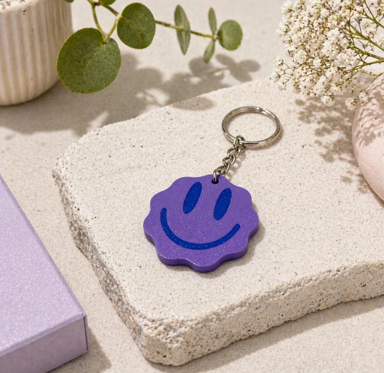 Bunter Smiley Schlüsselanhänger Personalisierbar