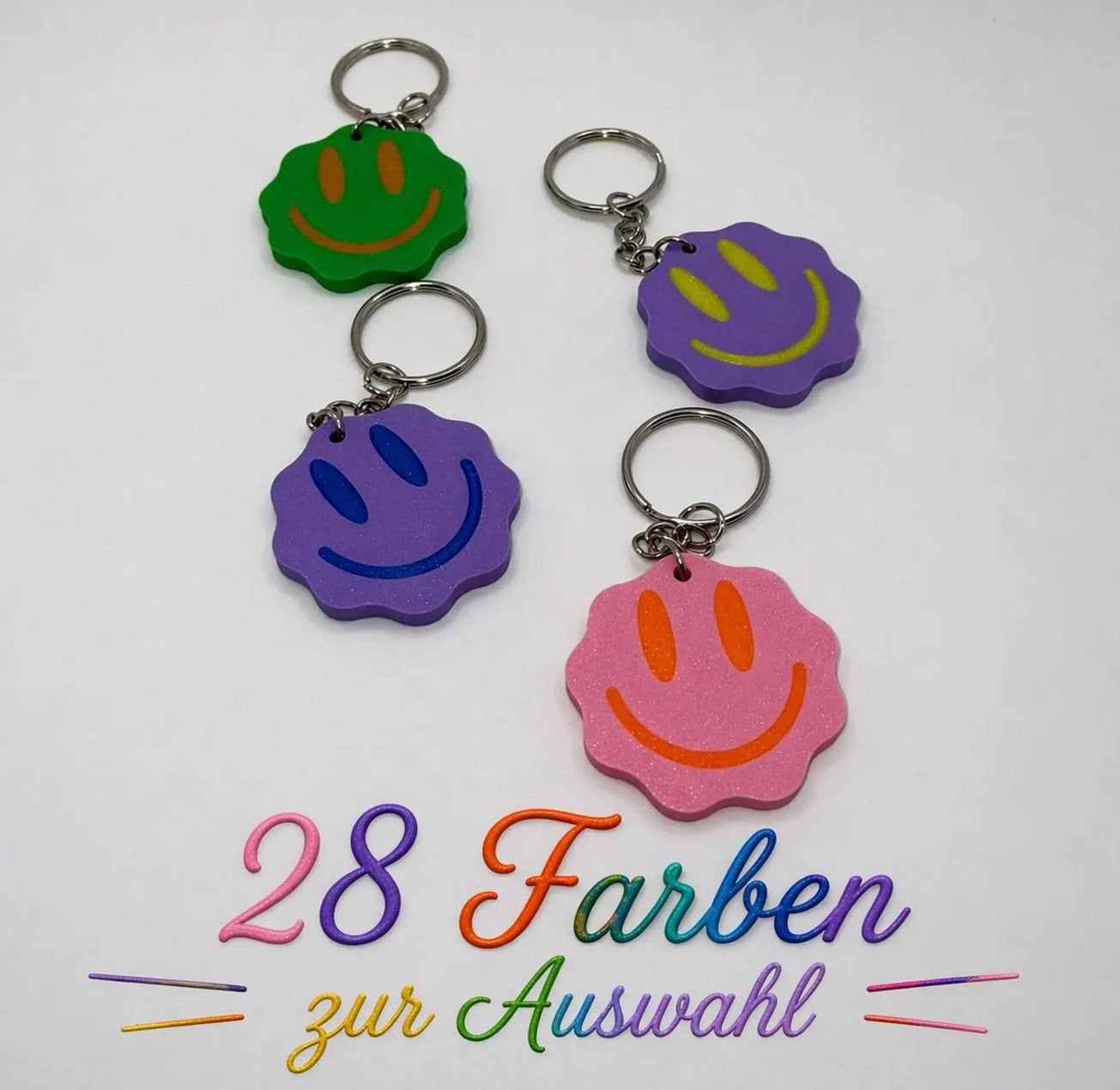 Bunter Smiley Schlüsselanhänger Personalisierbar