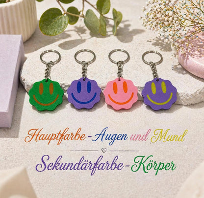 Bunter Smiley Schlüsselanhänger Personalisierbar