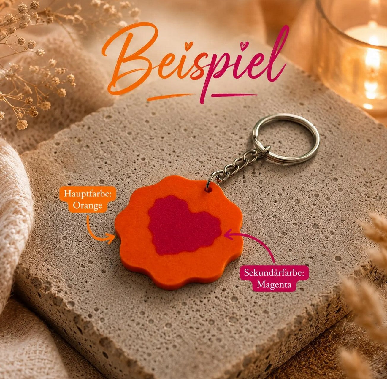 Schlüsselanhänger „Heart Bloom“ Personalisierbar
