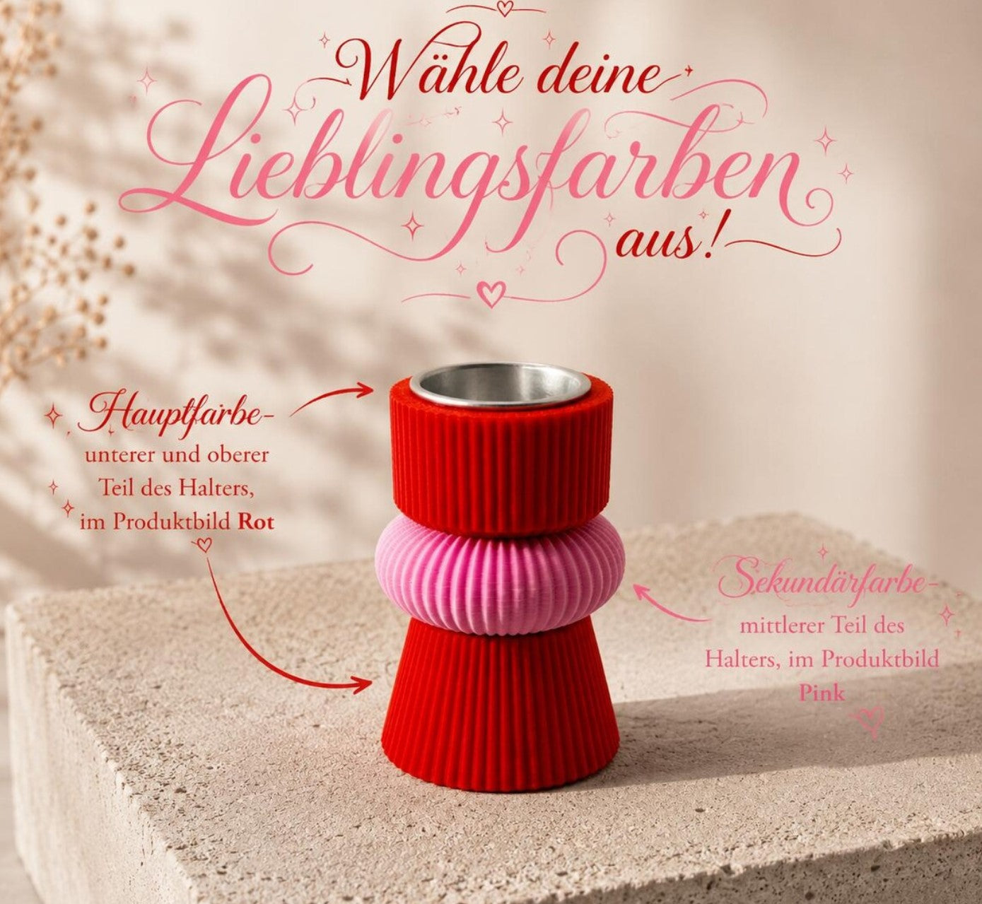 Moderner Stabkerzenhalter  Personalisierbar