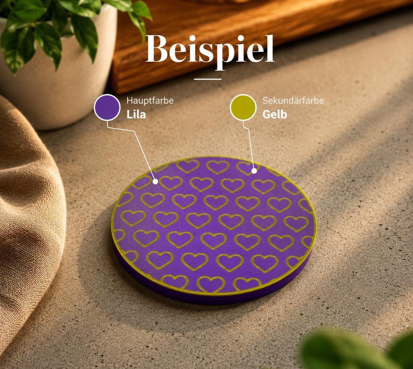 Herz-Untersetzer – Zweifarbiger Design-Untersetzer für Gläser & Tassen | Individuell personalisierbar (Kopie)