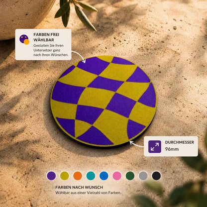Wellenmuster Untersetzer – Moderner Glasuntersetzer im Retro Design | Zweifarbig & personalisierbar