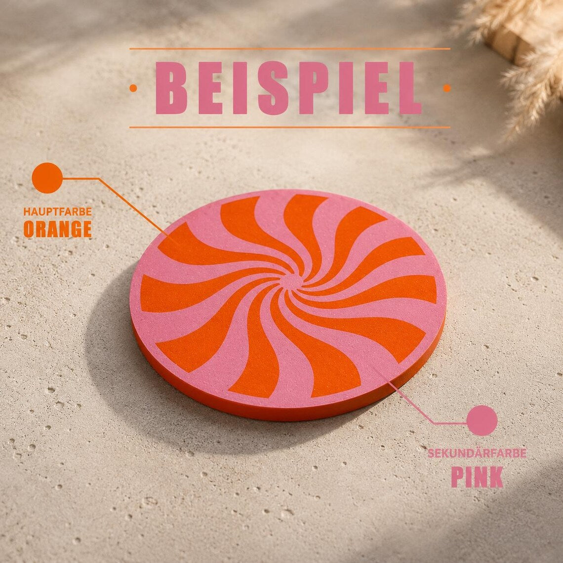 Retro Spiral-Untersetzer – Zweifarbig & personalisierbar | Moderner Glasuntersetzer