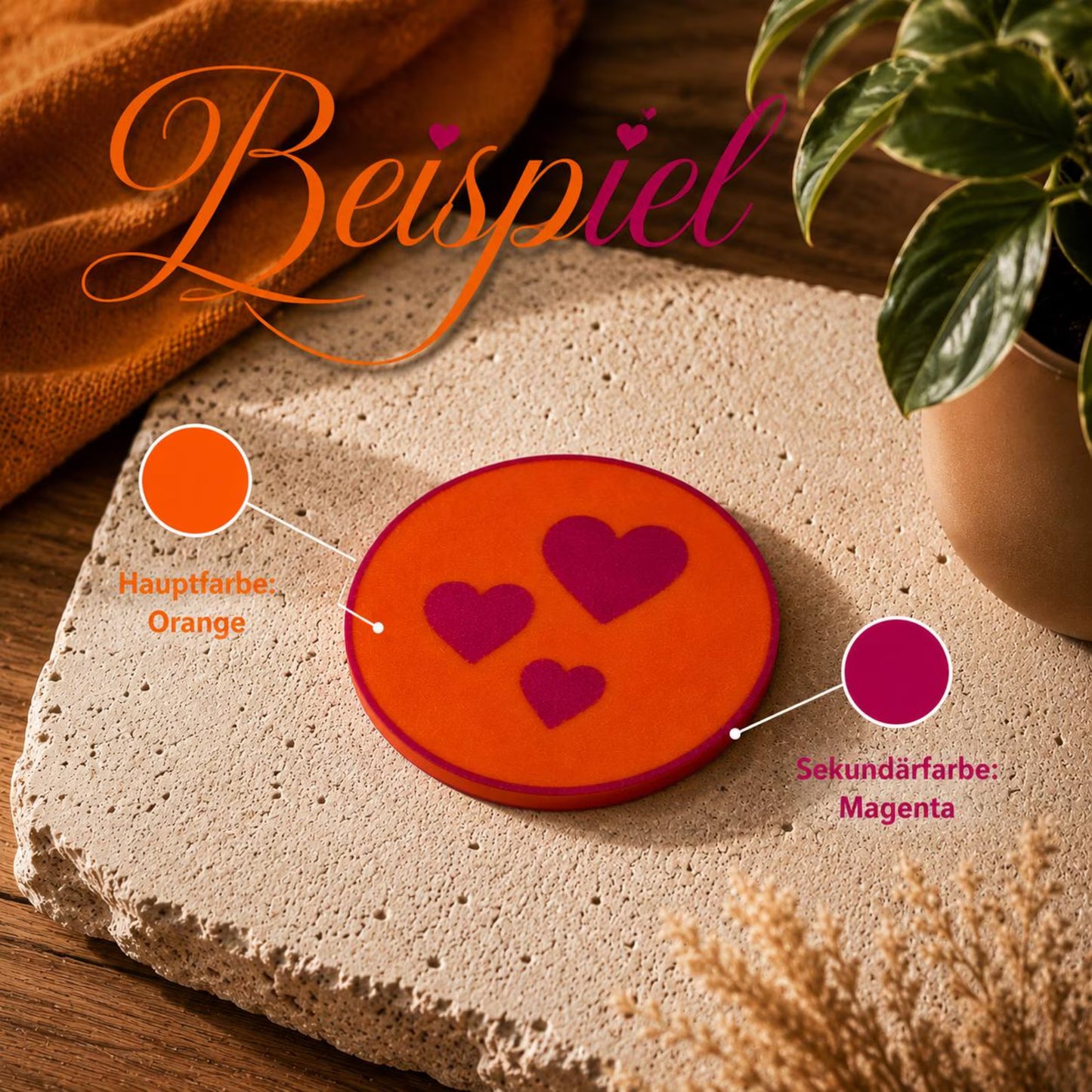 Design-Untersetzer „Hearts“ – Moderner Herz-Untersetzer | Individuell konfigurierbar